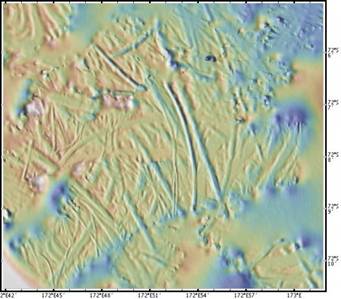 Iceberg keel scars on ocean floor, Ross Sea (2008)